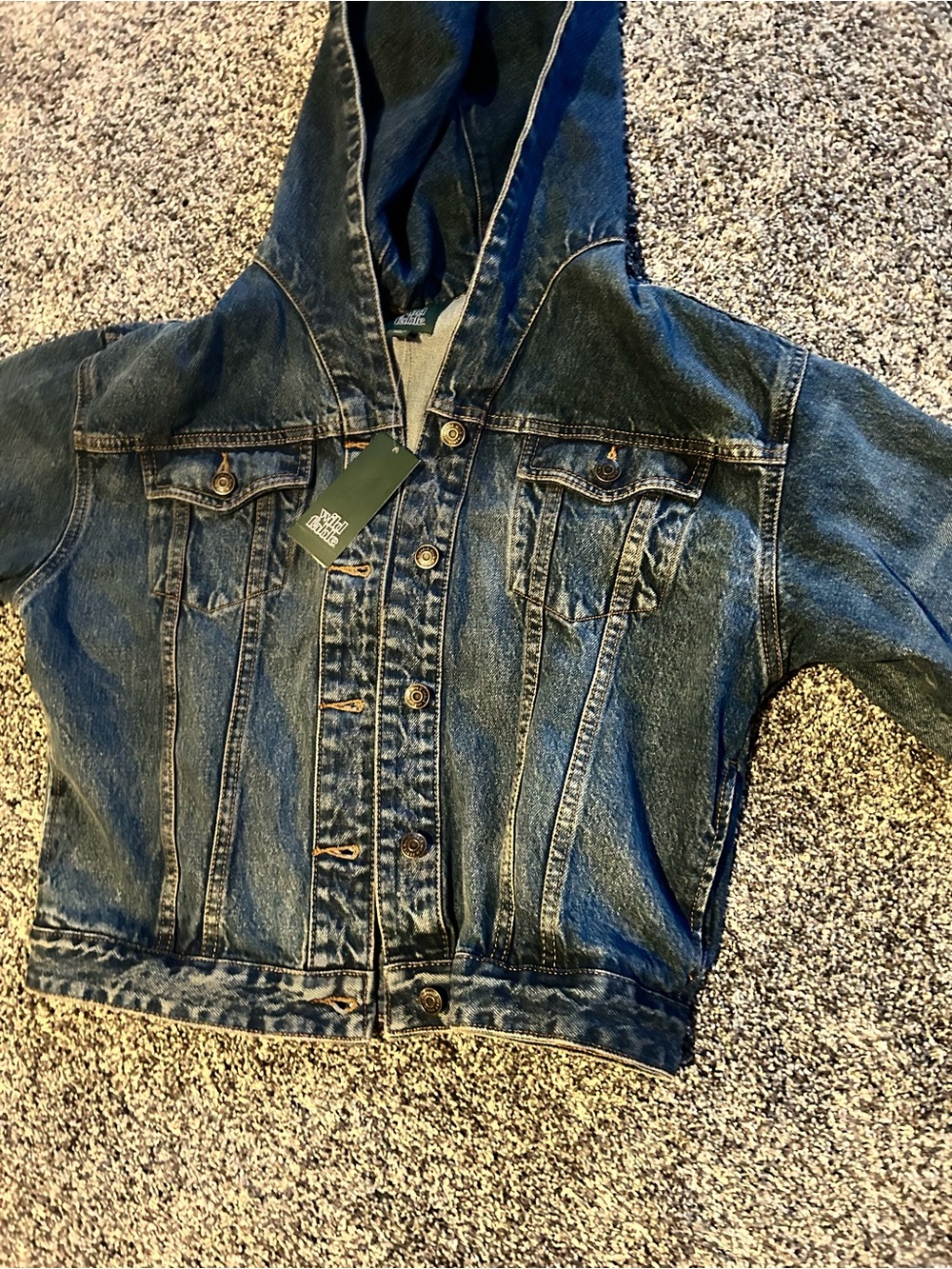 wild fable Hooded‎ Denim Jacket in Blue - Picture 4 of 6
